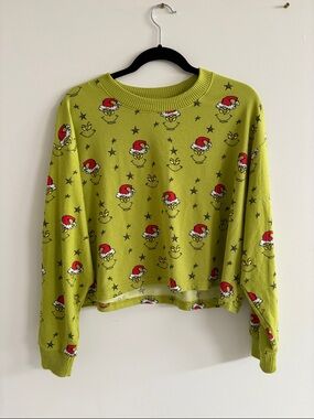 Grinch Print Lime Green Holiday Sweatshirt